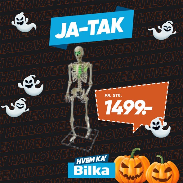 Halloween skelet med LED øjne H: 317 cm